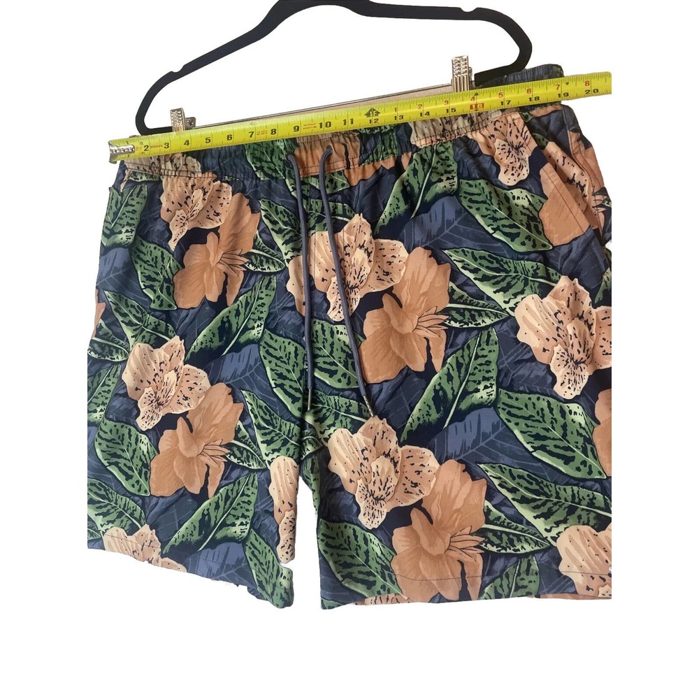 GOODFELLOW MENS SWIM TRUNKS SZ XL FLOWERS ZIP - POCKET SOFT EUC! - Picture 4 of 8